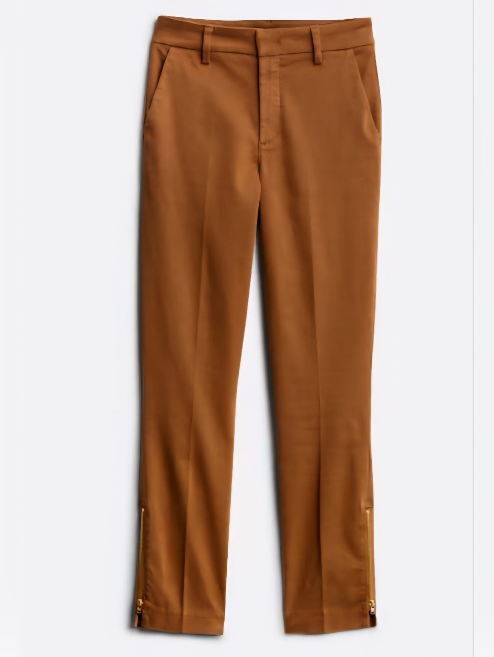 Level 99 Women's Tan Zip Leg Chino Trousers 32P